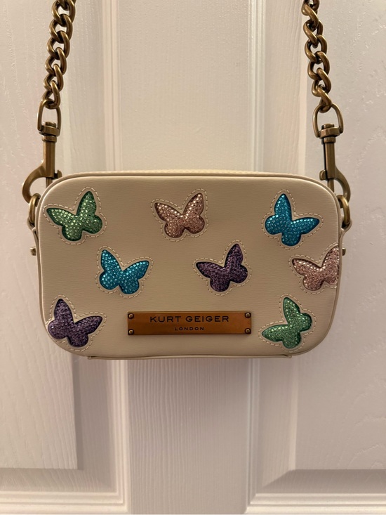 Kurt Geiger Handbags - Kurt Geiger Cream Crossbody with Multicolor Butterfly Appliqués